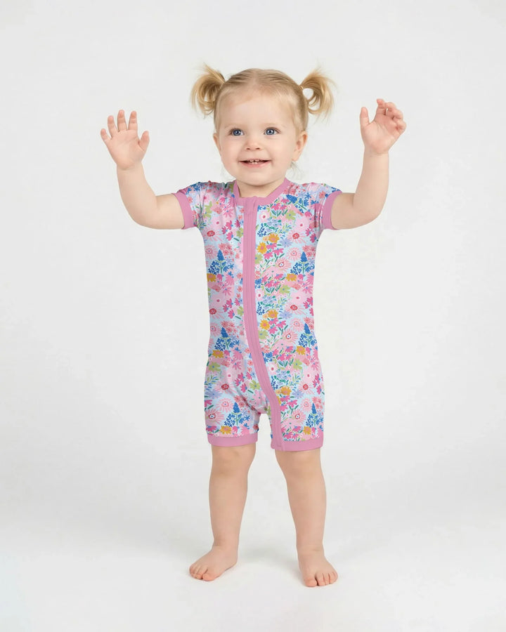 Little Flower Garden Matching Bamboo Shorty Zippy