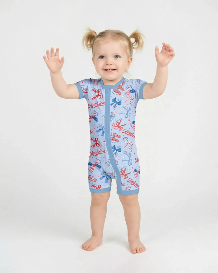 Girly Patriotic Bamboo Shorty Zippy