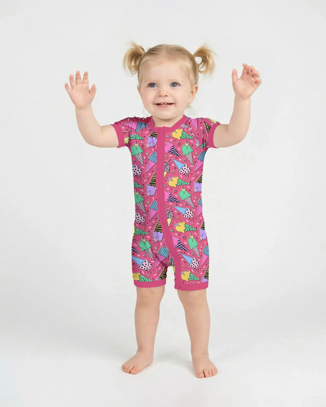 Summer Retro Ice Creams Family Matching Bamboo Shorty Zippy