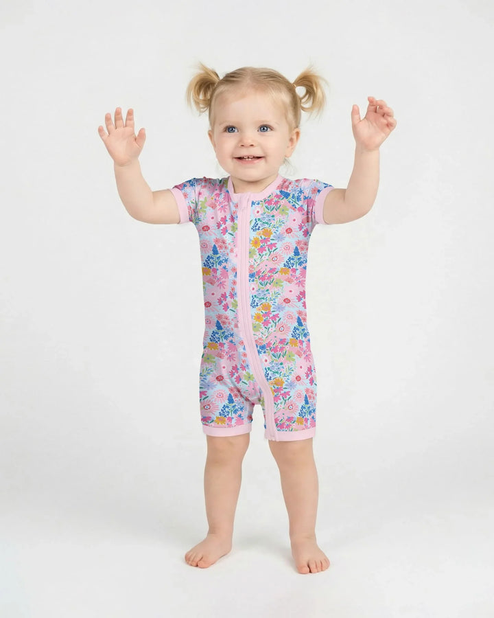 Little Flower Garden Matching Bamboo Shorty Zippy