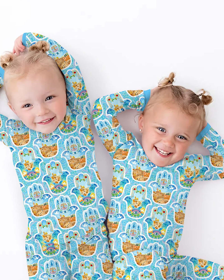Conjunto de pijama de dos piezas de bambú con mangas largas, plantilla PERSONALIZADA