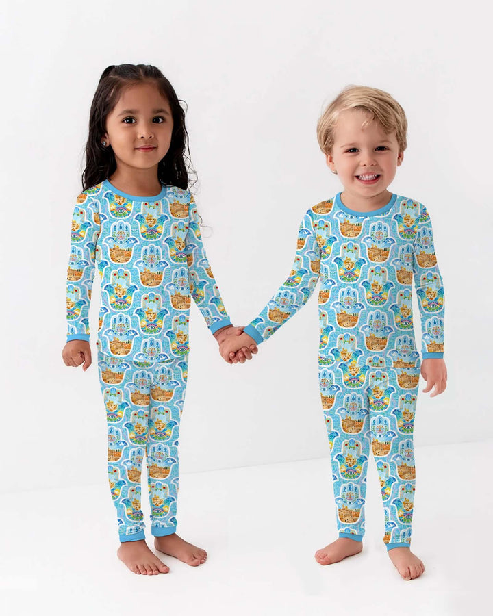 Conjunto de pijama de dos piezas de bambú con mangas largas, plantilla PERSONALIZADA