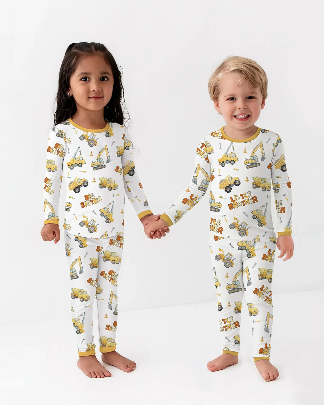 Custom Construction Matching Sibling Bamboo Two Piece Long Sleeve Pajama Set