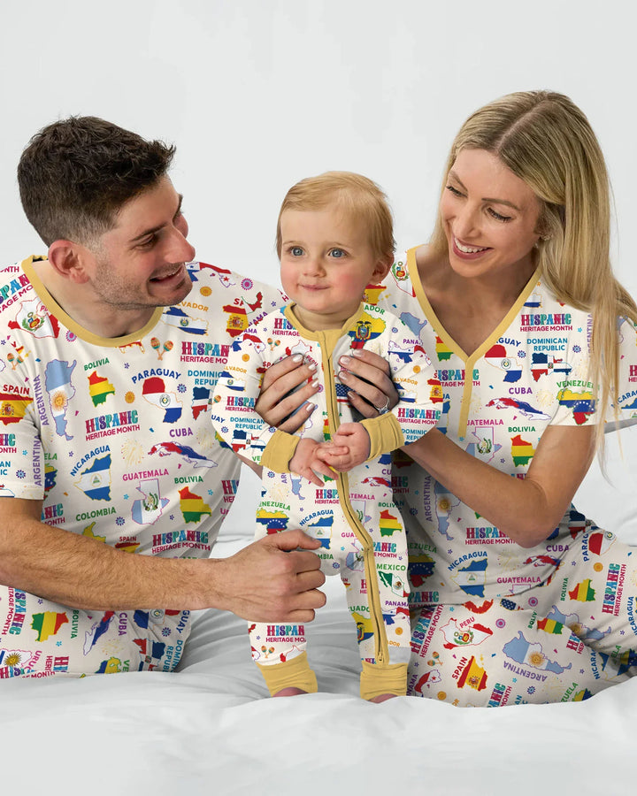 Hispanic Heritage Month Country Flags Bamboo Two Piece Short Sleeve Shorts Pajama Set