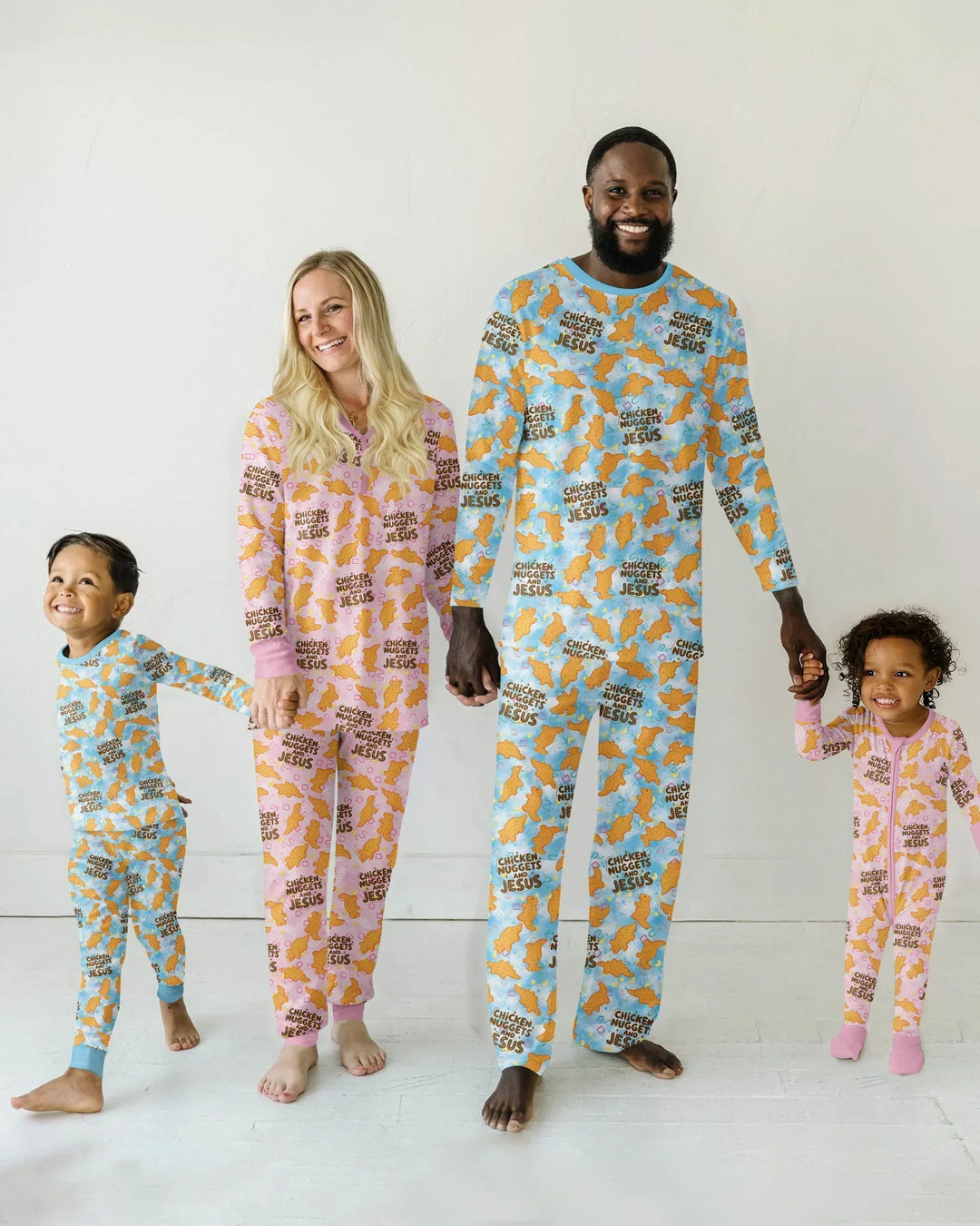 Chicken Nuggets and Jesus Family Matching Bamboo Women Pajama Set