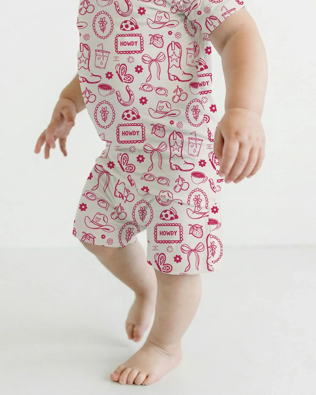 Doodle Wild West Cowgirl Bamboo Two Piece Short Sleeve Shorts Pajama Set
